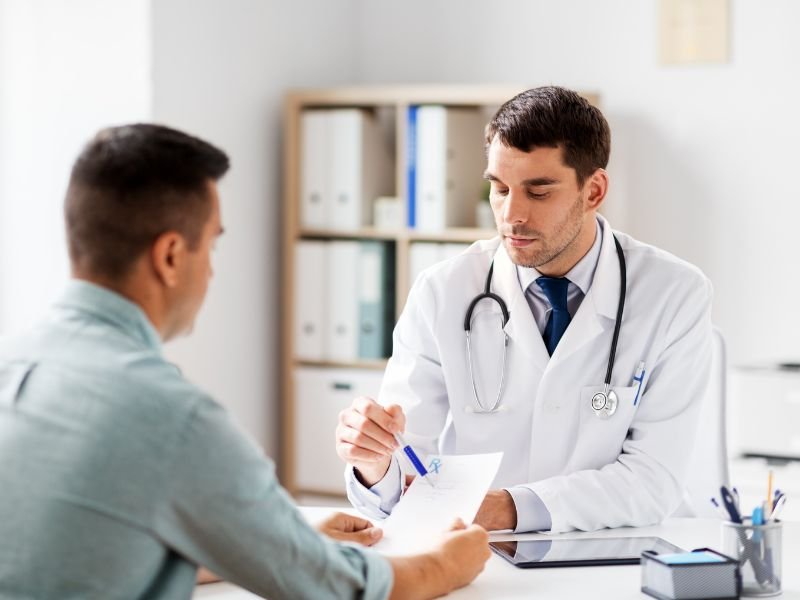 consulting with doctor